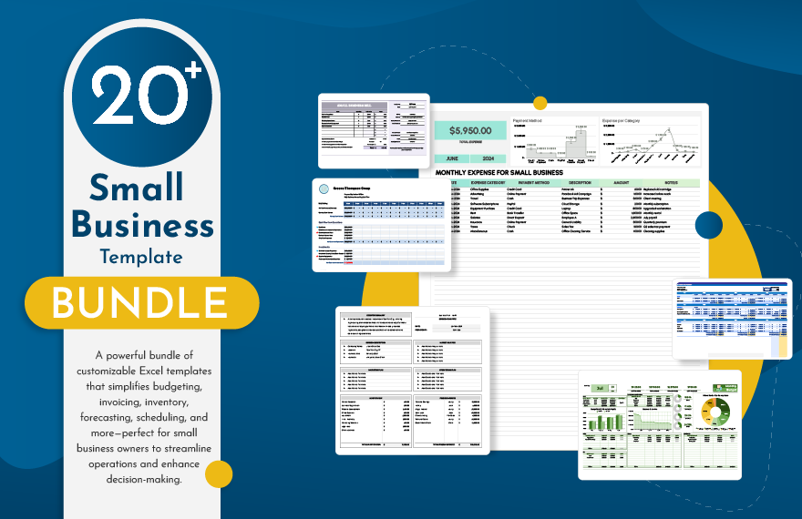 20 Small Business Excel Templates Bundle