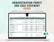 Administration Profit and Loss Statement Template