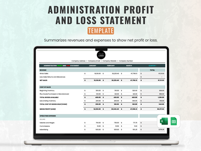 Administration Profit and Loss Statement Template