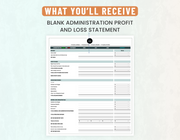 Administration Profit and Loss Statement Template