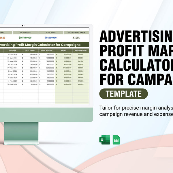 Advertising Profit Margin Calculator for Campaigns Template