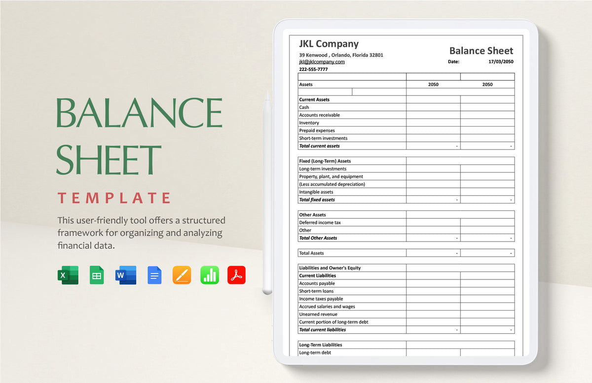 Free Balance Sheet Template