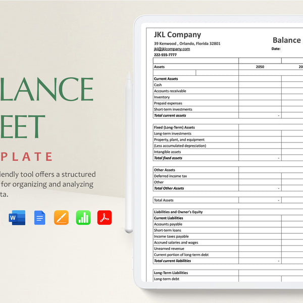 Free Balance Sheet Template