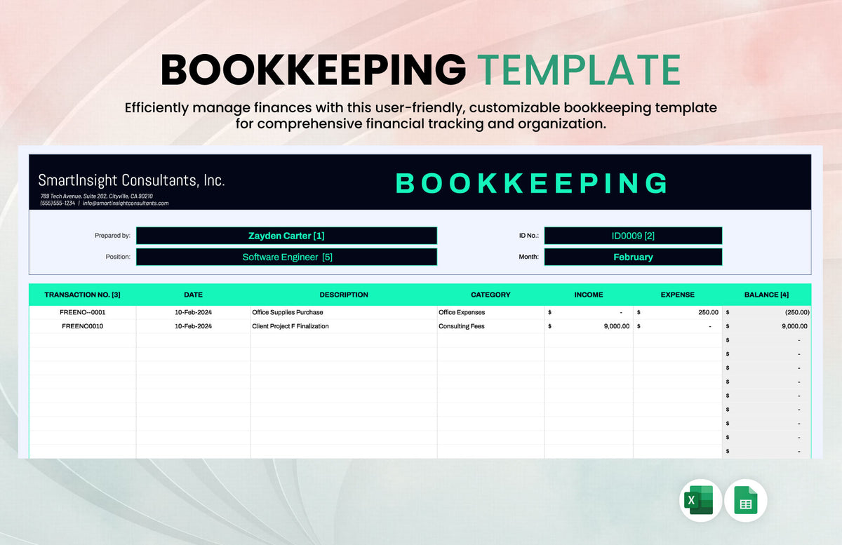 Free Bookkeeping Template
