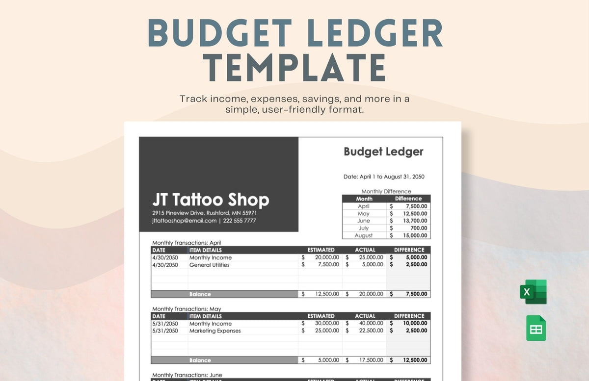 Budget Ledger Template