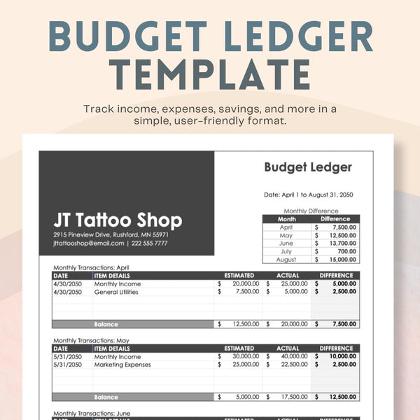 Budget Ledger Template