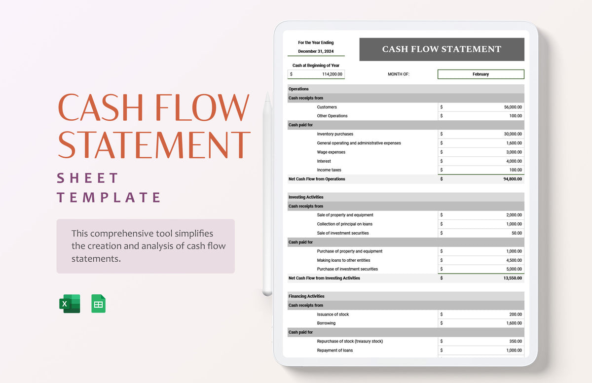Cash Flow Statement Template