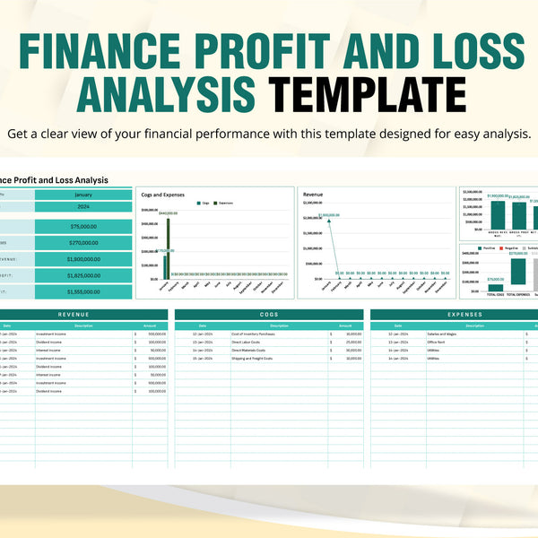 Finance Profit and Loss Analysis Template