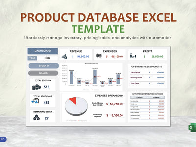 Product Database Excel Template