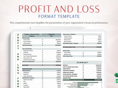 Proforma Profit and Loss Template